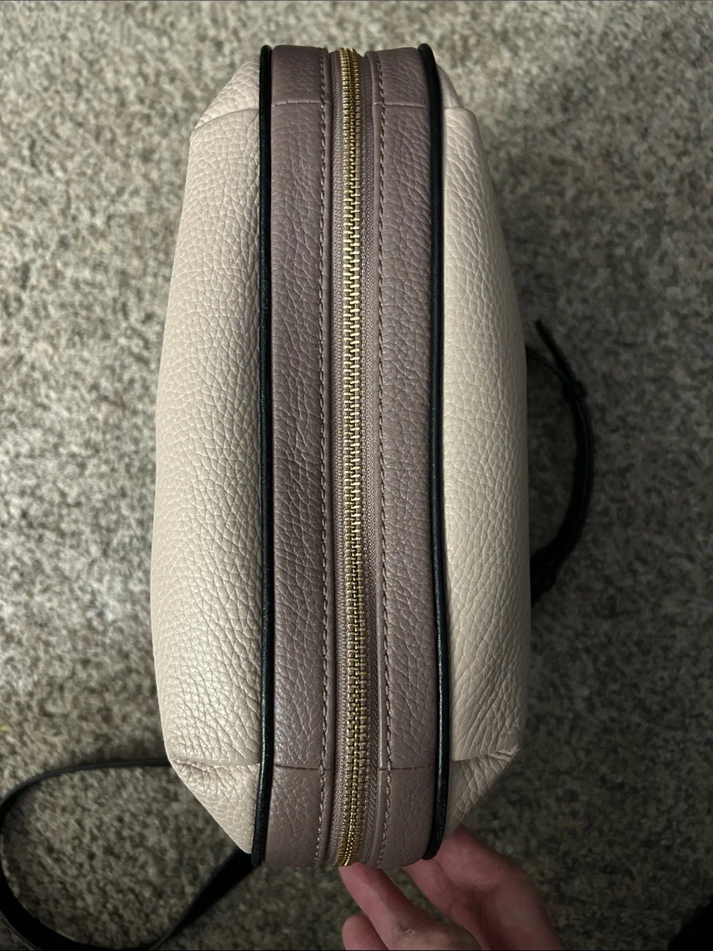kate spade Pebbled Leather Shoulder Bag — Light Blush with Black Trim